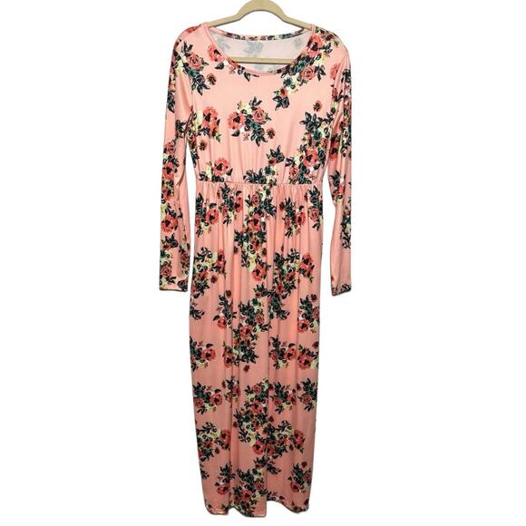 Long Modest Pink Floral Long Sleeve Maxi Dress Women’s‎ Size XL - Picture 1 of 4